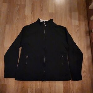 Carolyn Taylor Quilted Full Zip Cardigan Jacket Black Off White Small